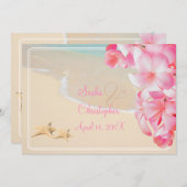 Invitation Plumeria rose PixDezines+plage+étoile de mer (Devant / Derrière)
