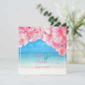 Invitation Plumeria rose PixDezines+plage/paradis tropical (Debout devant)