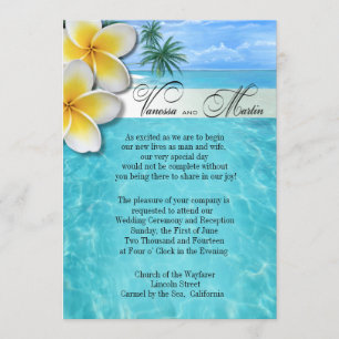 Invitation Plumeria Starfish Beach Mariage hawaïen