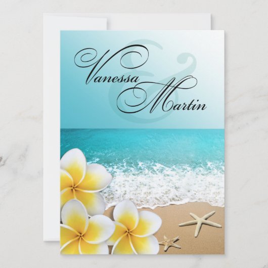 Invitation Plumeria Starfish Beach Mariage tropical (Devant)