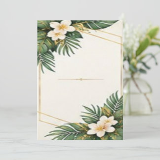 Invitation Plumeria Tropical et Feuilles de Palmier avec Cadr