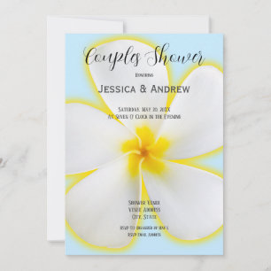 Invitation Plumeria Tropicale, Blanc & Jaune, Floral, Couples