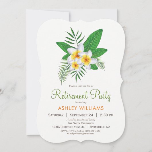 Invitation Plumeria tropicale Retraite (Devant)