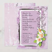 Invitation Plumeria vintage lierre violet blanc nuptiale (Devant / Derrière)
