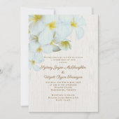 Invitation Plumeria Wood Rustic Hawaiian Flowers Mariage (Devant)