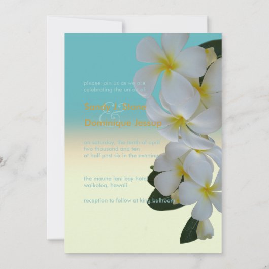 Invitation Plumerias de PixDezines/plage tropicale (Dos)