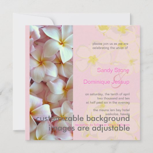 Invitation Plumerias sur arrière - plan rose (Dos)