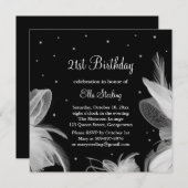 Invitation Plumes blanches dans l'invitation d'anniversaire d (Devant / Derrière)