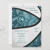 Invitation plumes bohèmes sarcelles motif floral paisley fête (Devant)