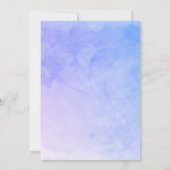 Invitation Plumes d'aquarelle sur mariage violet bleuté (Dos)