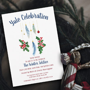 Invitation Plumes de Bohème de Yule Fleurs d'Hiver Solstice