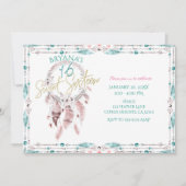 Invitation Plumes de Bohême Dream Catcher Turquoise rose doux (Devant)