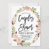 Invitation Plumes de Bohème et Couples de Wreath Floral Douch (Devant)