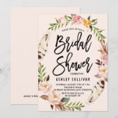 Invitation Plumes de Bohême et Fête des mariées de couronne d (Devant / Derrière)