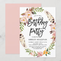 Plumes de Bohême et fleurs de Wreath fête d'annive