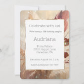 Invitation Plumes de Boho Crème Rouge Floral 16e anniversaire (Devant)