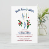 Invitation Plumes de Boho de Yule Flore d'Hiver Solstice (Debout devant)