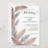 Invitation Plumes de Boho et élégant mariage photo script (Devant)
