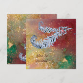 Invitation PLUMES DE DIAMANT ,paillettes brun jaune vert or (Devant / Derrière)