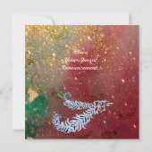 Invitation PLUMES DE DIAMANT ,paillettes brun jaune vert or (Dos)