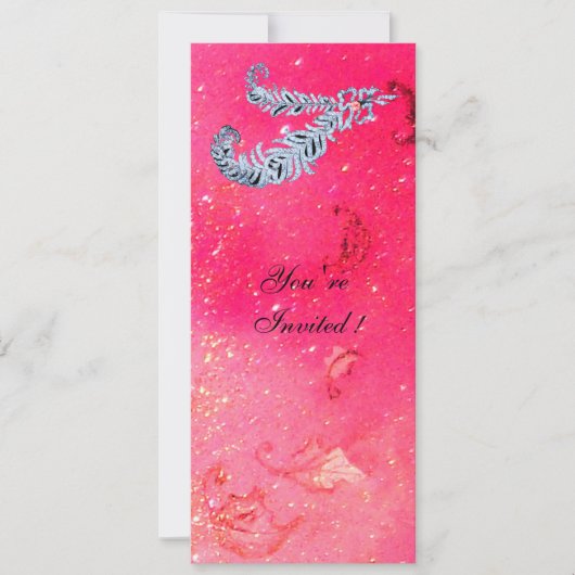 Invitation PLUMES DE DIAMANT, paillettes roses (Devant)