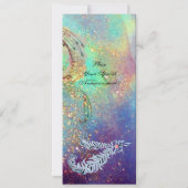 Invitation PLUMES DE DIAMANT, paillettes turquoise bleu vert (Dos)