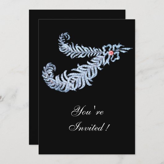 Invitation PLUMES DE DIAMANT, rose (Devant / Derrière)