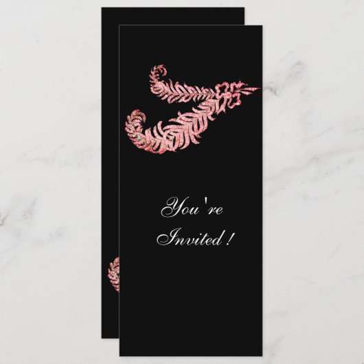 Invitation PLUMES DE DIAMANT, rose (Devant / Derrière)