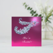 Invitation PLUMES DE DIAMANT Rose Fuchsia Améthyste Champagne (Debout devant)