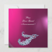 Invitation PLUMES DE DIAMANT Rose Fuchsia Améthyste Champagne (Dos)