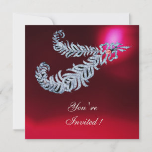 Invitation PLUMES DE DIAMANT Rouge Bourgogne Rubis Champagne