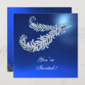 Invitation PLUMES DE DIAMANT , Saphir Bleu (Devant / Derrière)