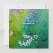 Invitation PLUMES DE DIAMANT , vert violet or étincelant (Dos)