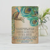 Invitation Plumes de paon doré (Debout devant)