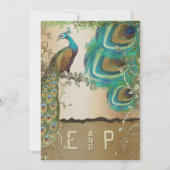 Invitation Plumes de paon doré (Dos)