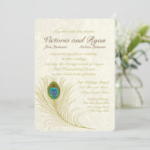 Invitation Plumes de paon doré (Debout devant)