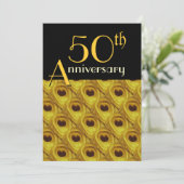 Invitation Plumes de paon dorées pour le 50e anniversaire (Debout devant)