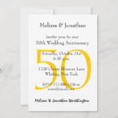 Invitation Plumes de paon dorées pour le 50e anniversaire (Dos)