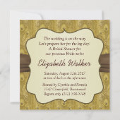 Invitation Plumes de paon, douche nuptiale d'effet ambre (Dos)