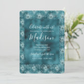 Invitation Plumes de paon glam turquoise brillant (Debout devant)