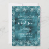Invitation Plumes de paon glam turquoise brillant (Devant)