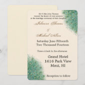 Invitation Plumes de paon jolies (Devant / Derrière)