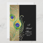 Invitation Plumes de paon moderne Faux Jewel Scroll Swirl (Dos)