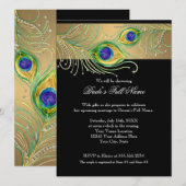 Invitation Plumes de paon moderne Faux Jewel Scroll Swirl (Devant / Derrière)
