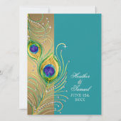 Invitation Plumes de paon moderne Faux Jewel Scroll Swirl (Dos)