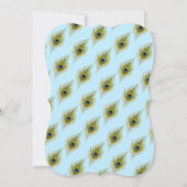 Invitation Plumes de paon sur Mariage bleu clair et blanc (Dos)