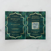 Invitation Plumes de paon Turquoise foncé Code QR Mariage mus (Intérieur)