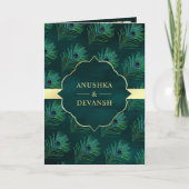 Invitation Plumes de paon Turquoise foncé Mariage de code QR (Devant)