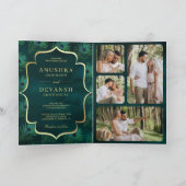 Invitation Plumes de paon Turquoise foncé Mariage de code QR (Intérieur)