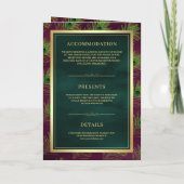 Invitation Plumes de paon vert prune Code QR Mariage musulman (Dos)